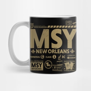 Vintage New Orleans MSY Airport Code Travel Day Retro Travel Tag Gold Mug